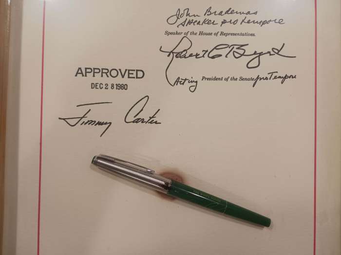 Pen and proclamation by Pres. Carter